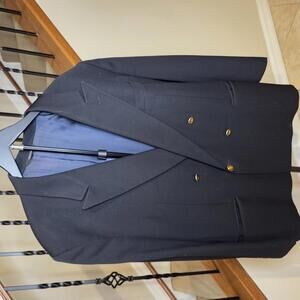 Zenio 46R Black Double-Breasted Blazer with Gold Button Details